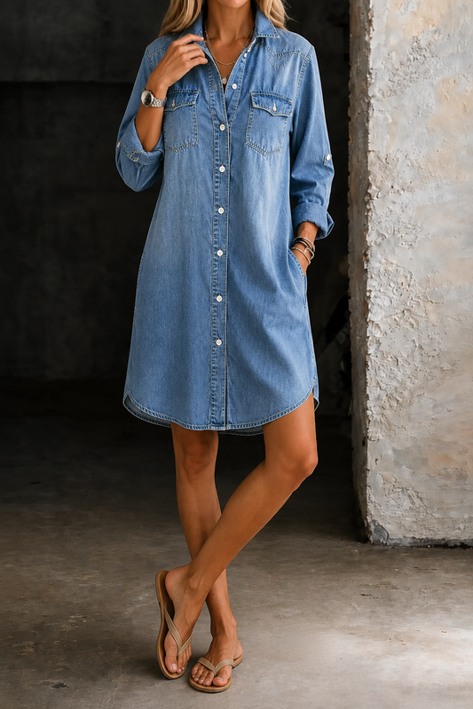 Martina | Vestido camisero vaquero casual elegante