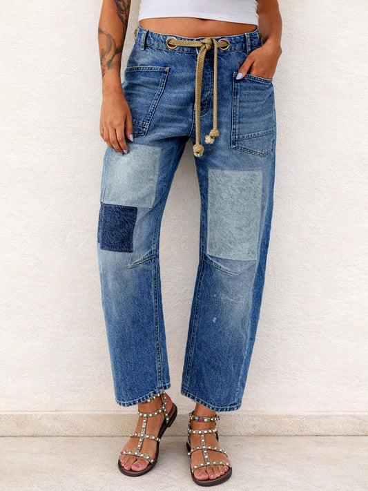 Soraya | Vaqueros patchwork con cordón ajustable