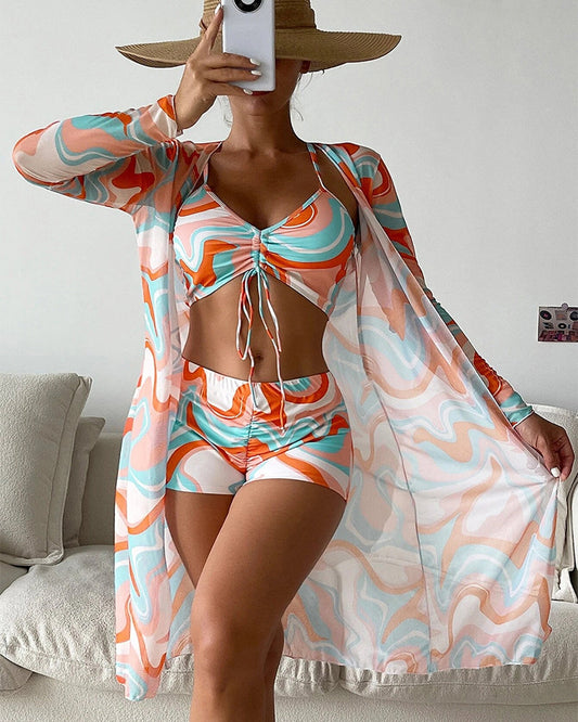 Luna | Conjunto de bikini de 3 piezas con estampado