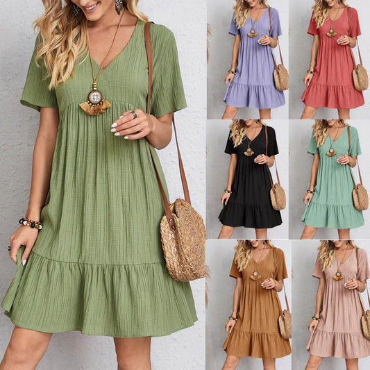 Vestido "Weekend Breeze": Vestido Mini de Algodón con Textura y Corte Babydoll