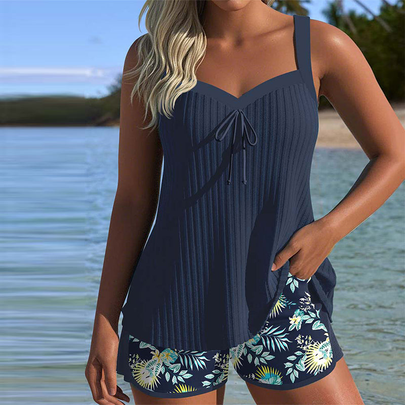Lana | Tankini a rayas con short de playa de dos piezas