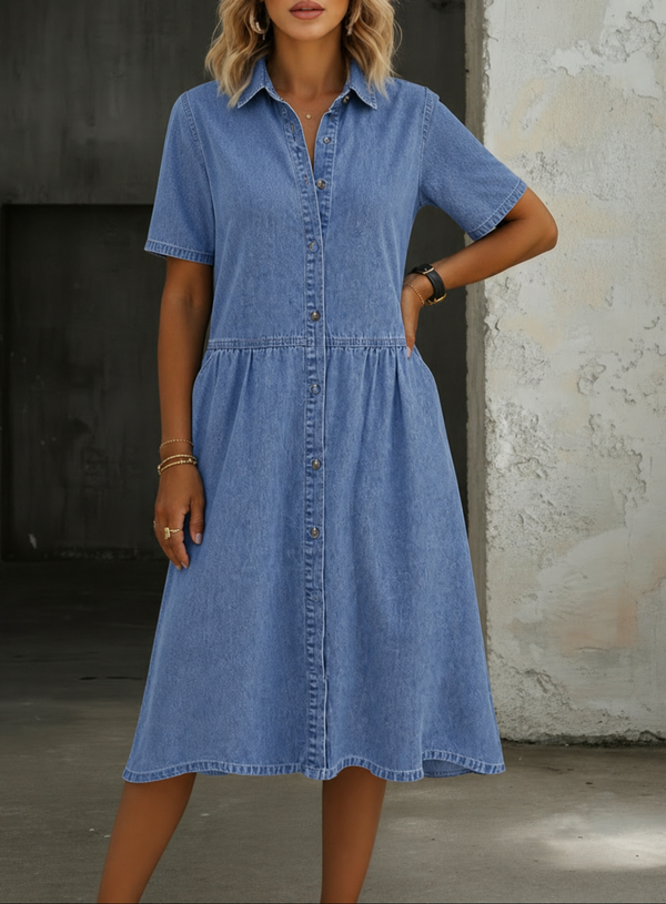 Marina | Vestido vaquero de manga corta