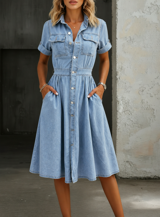 Diana | Vestido vaquero de manga corta