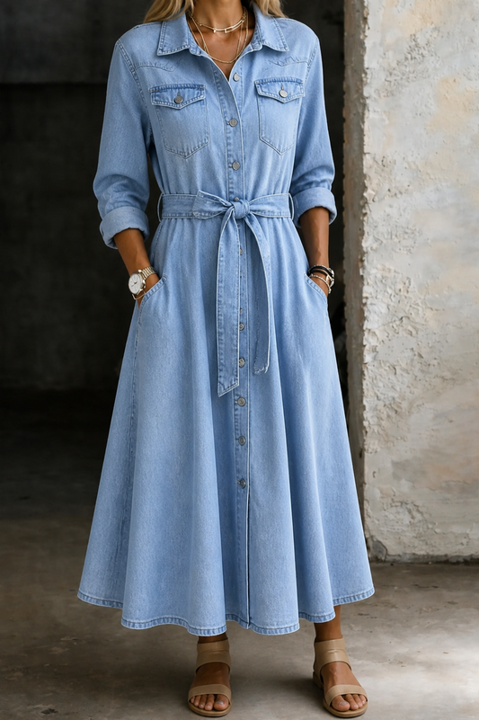 Cristina | Vestido vaquero de manga larga