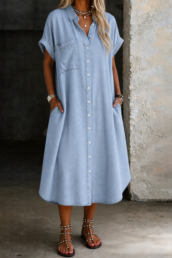 Paula | Vestido camisero estilo vaquero ligero
