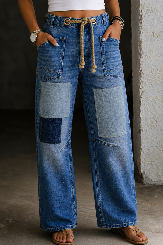 Soraya | Vaqueros patchwork con cordón ajustable