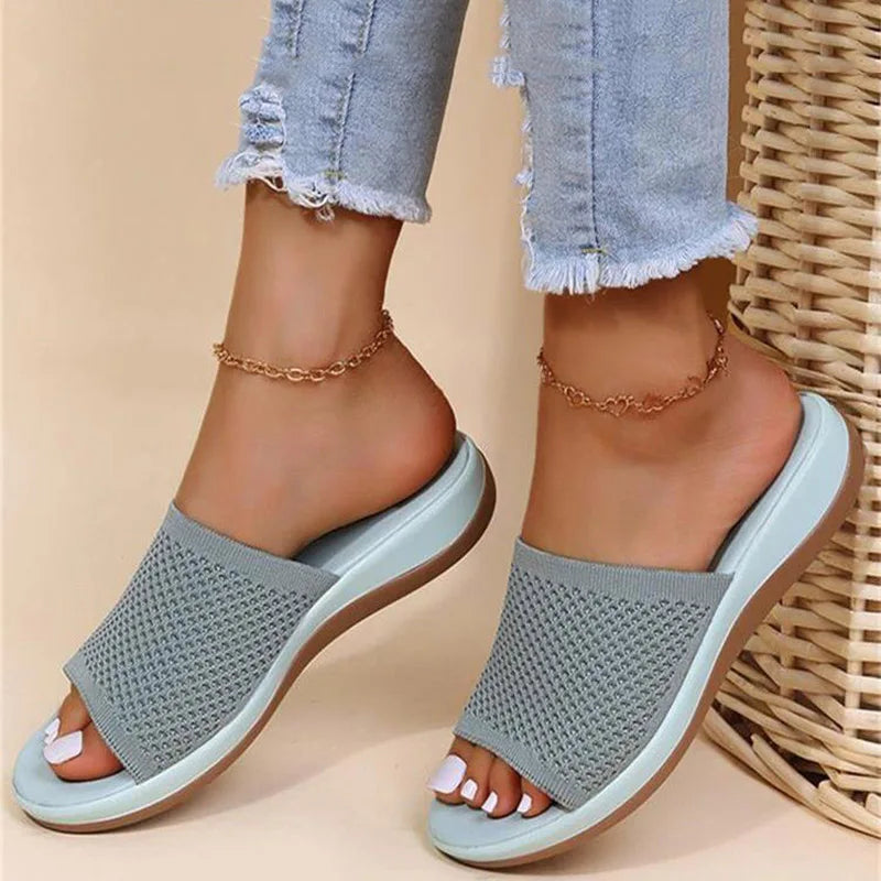 Sandalias Slide Comfort de Malla Tejida para Mujer
