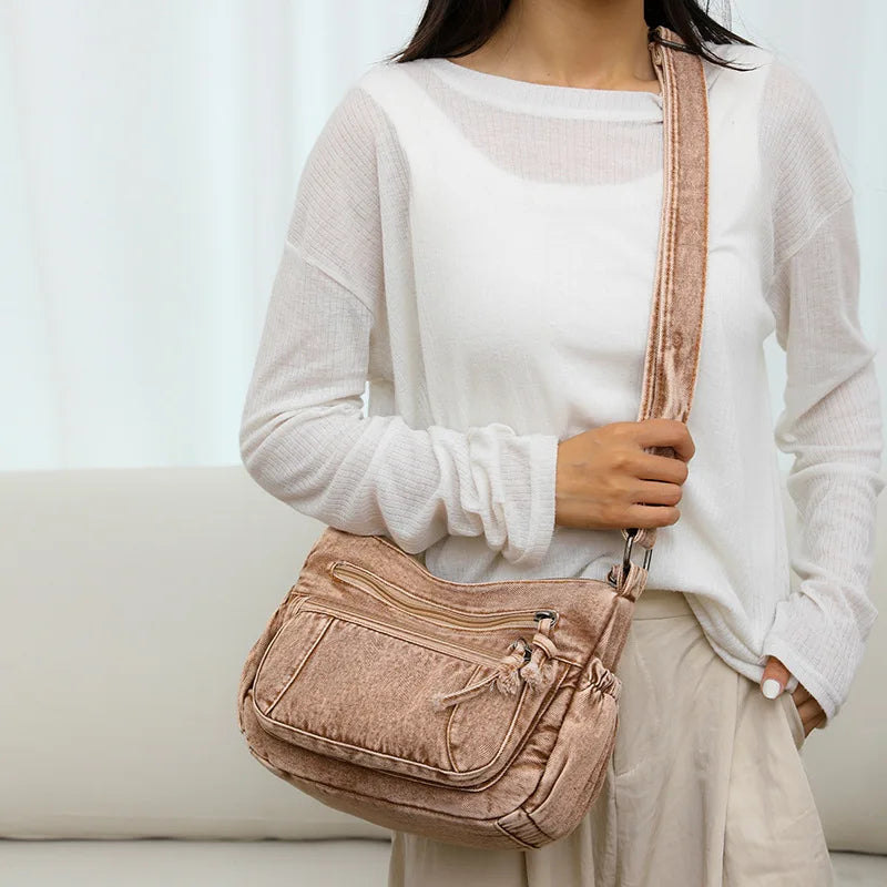Bolso Bandolera "Vintage Denim": Estilo Urbano y Multi-Compartimento