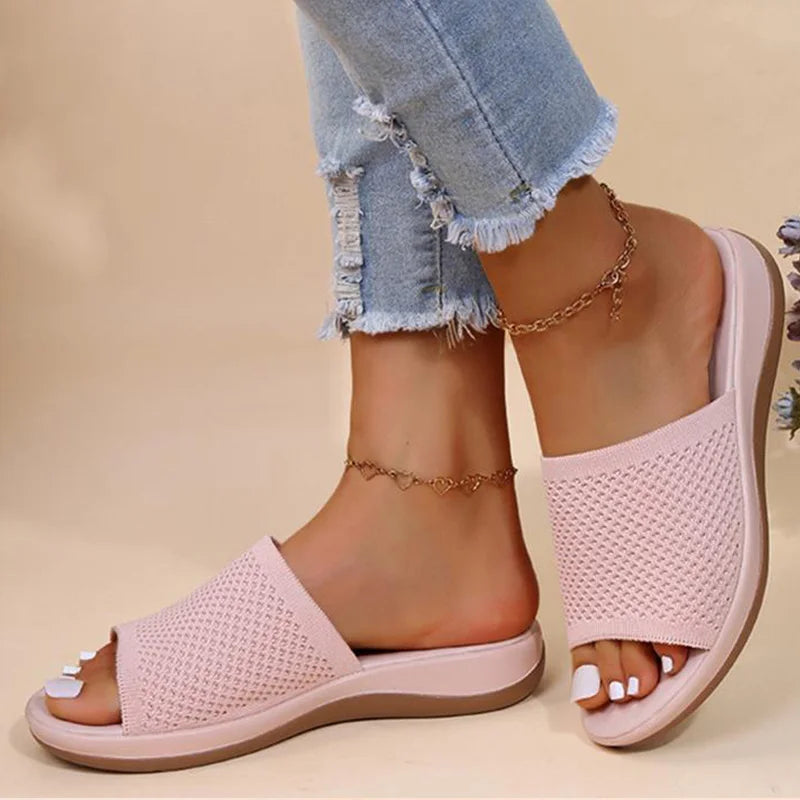 Sandalias Slide Comfort de Malla Tejida para Mujer