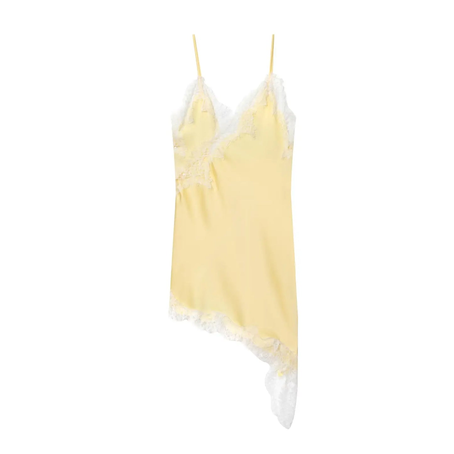 Alba - Vestido "Coco Lace": Vestido Lencero de Gasa Marrón con Encaje Asimétrico