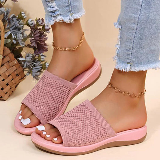 Sandalias Slide Comfort de Malla Tejida para Mujer