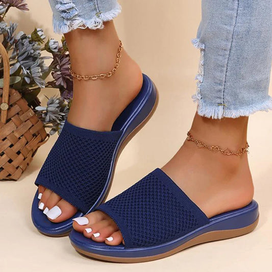 Sandalias Slide Comfort de Malla Tejida para Mujer