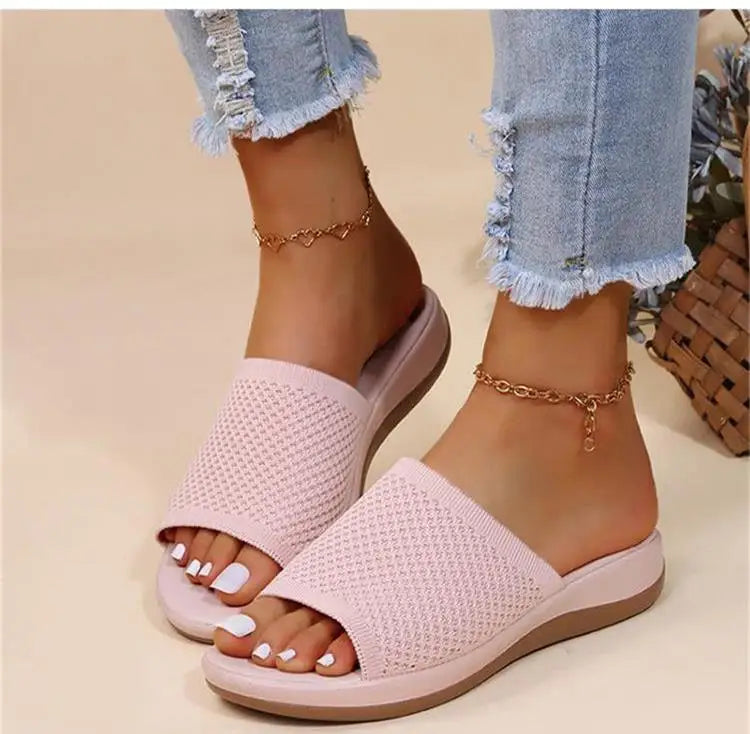 Sandalias Slide Comfort de Malla Tejida para Mujer