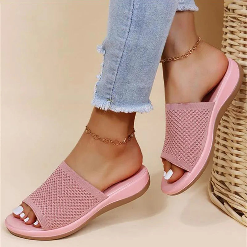 Sandalias Slide Comfort de Malla Tejida para Mujer