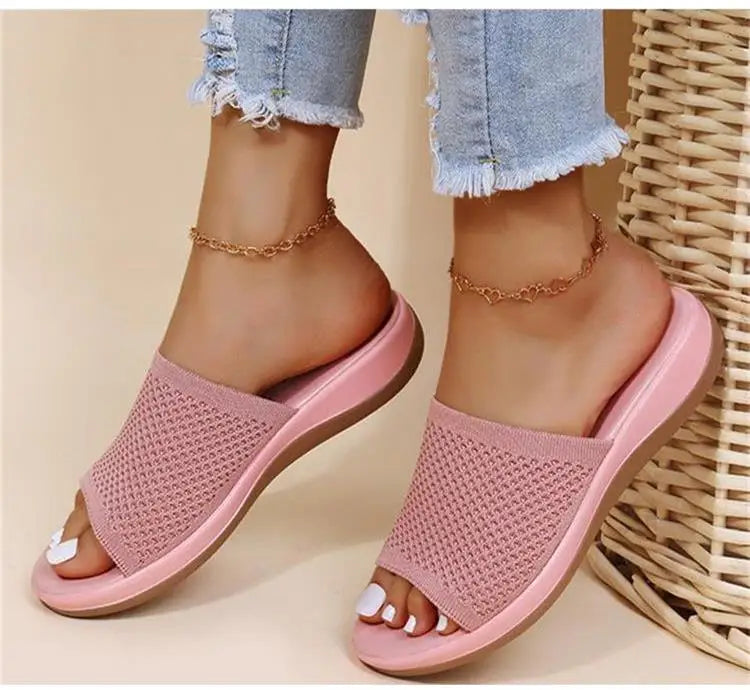 Sandalias Slide Comfort de Malla Tejida para Mujer