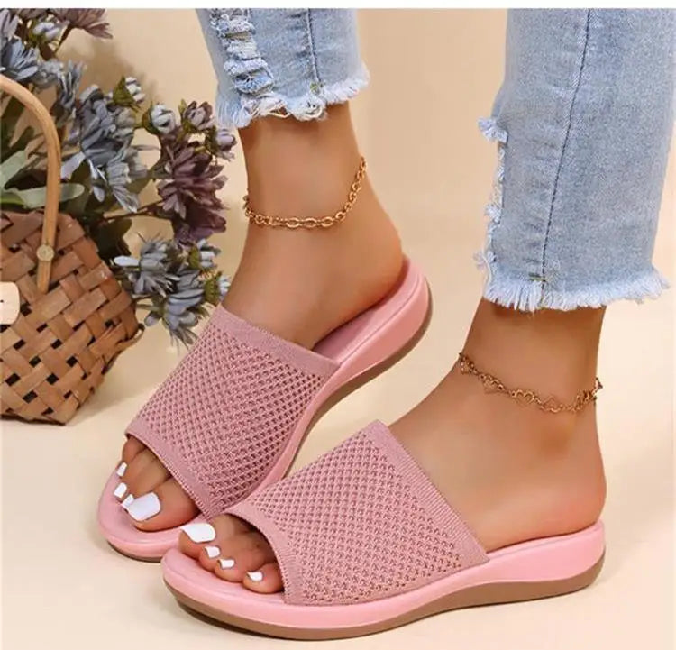 Sandalias Slide Comfort de Malla Tejida para Mujer