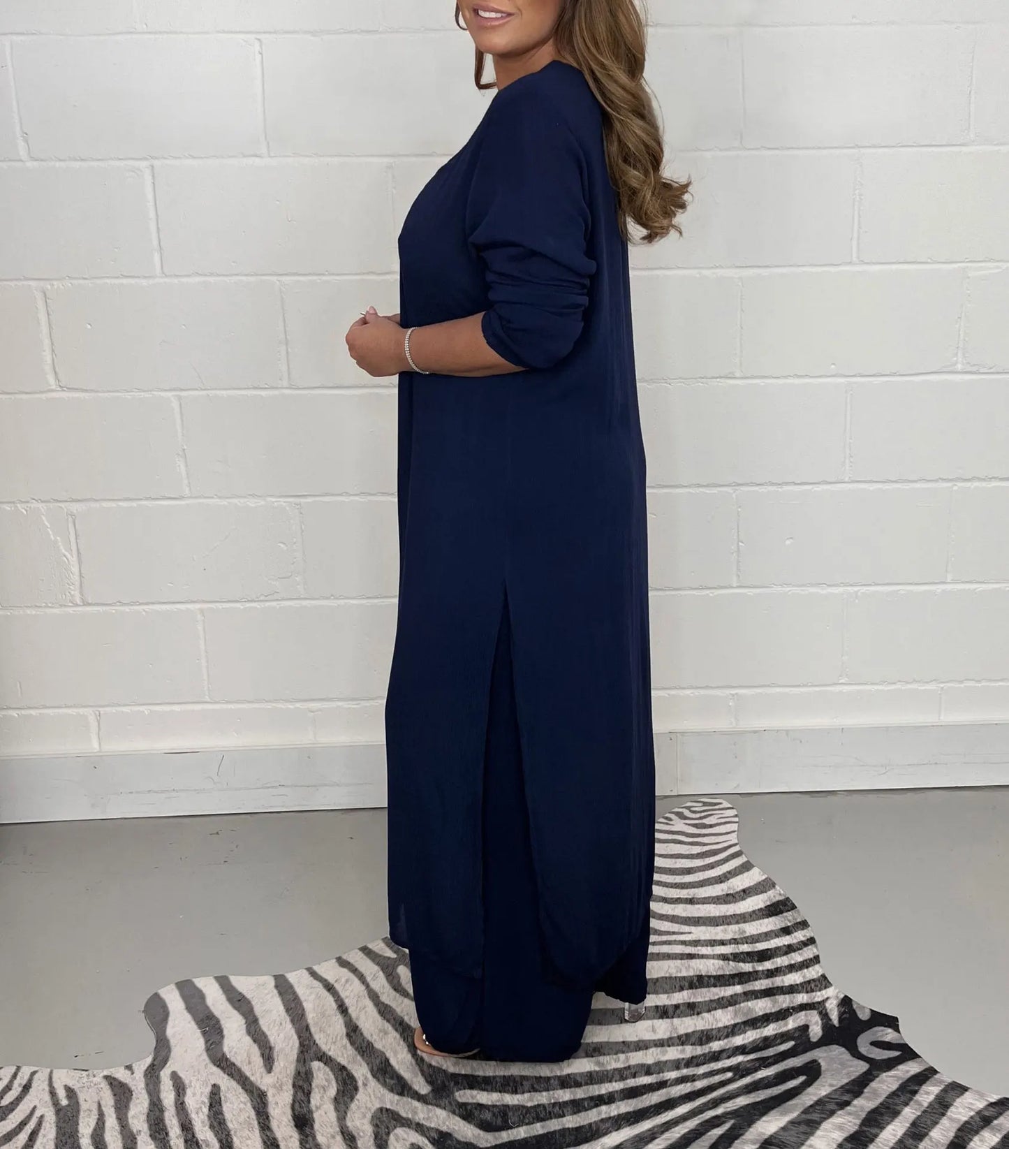 Conjunto "Cobalt Flow": Túnica Maxi y Pantalón Palazzo