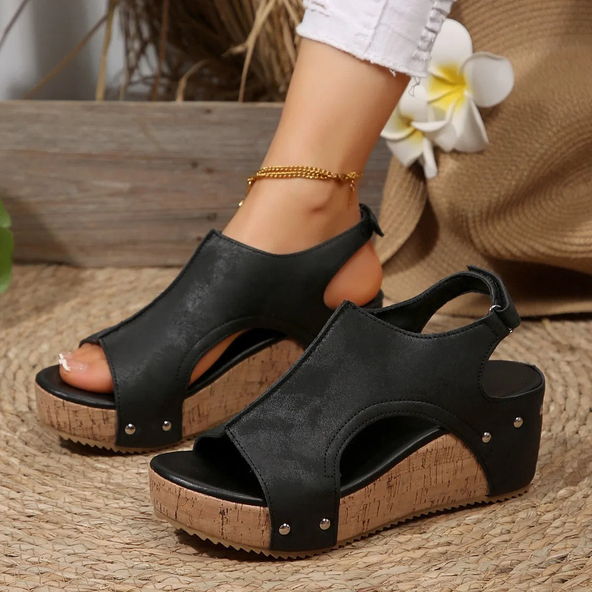 Sandalias de Cuña Ultraligeras "Paseo Chic" con Suela de Corcho