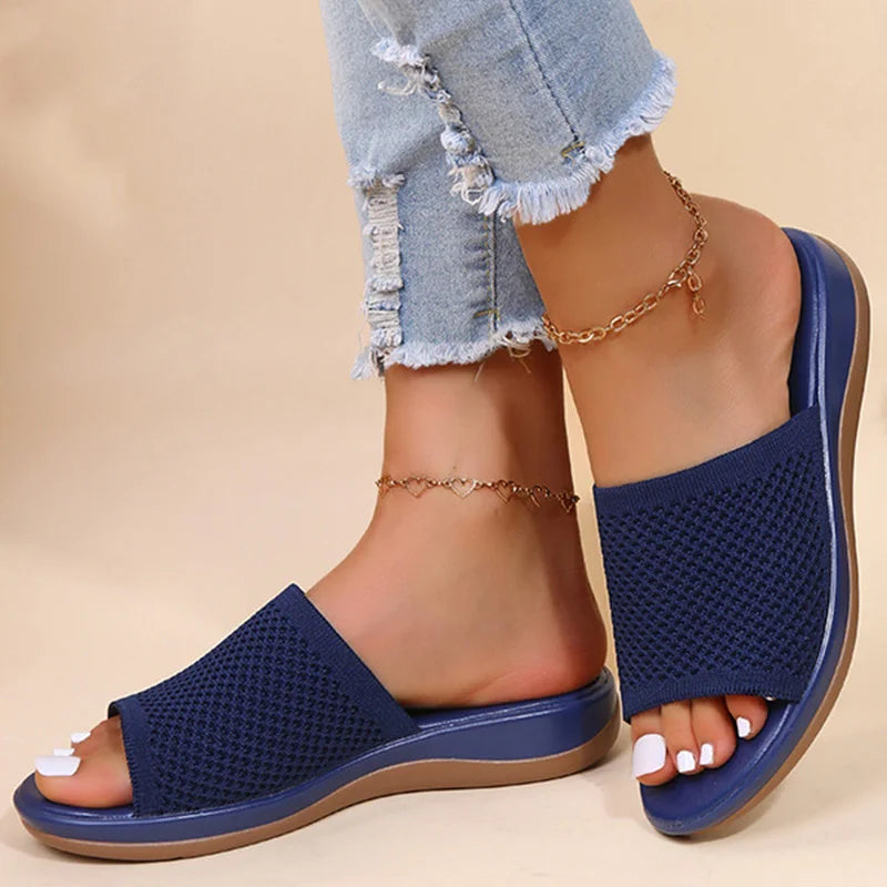 Sandalias Slide Comfort de Malla Tejida para Mujer