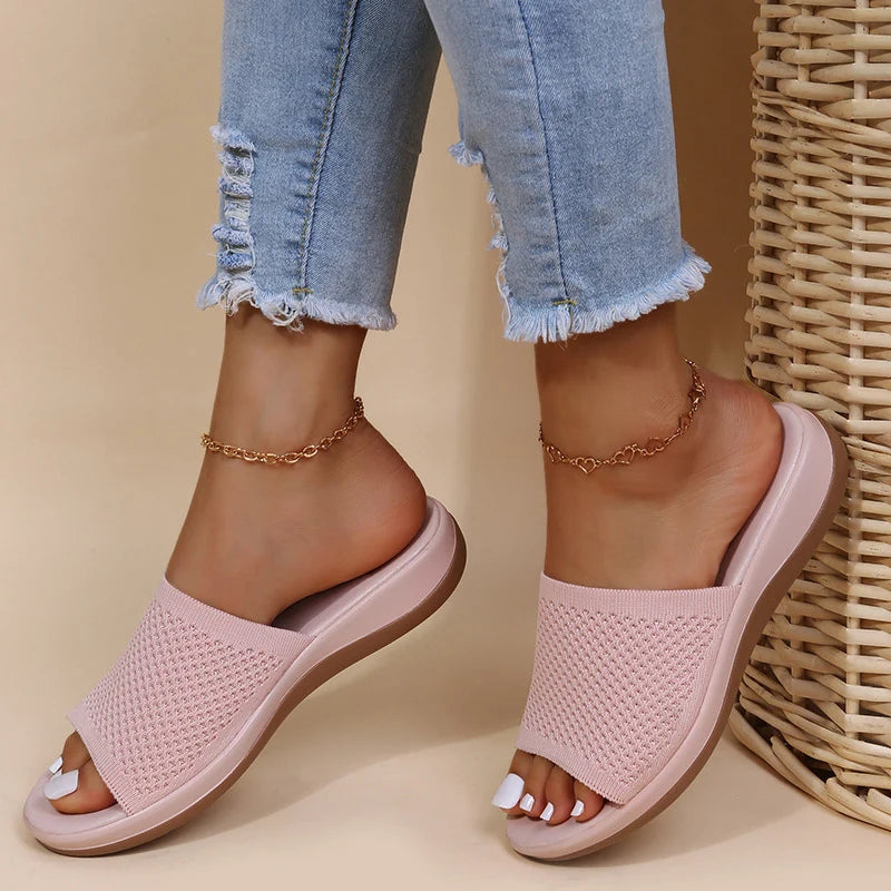 Sandalias Slide Comfort de Malla Tejida para Mujer