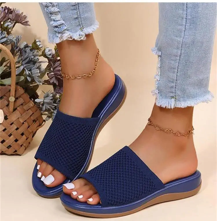 Sandalias Slide Comfort de Malla Tejida para Mujer
