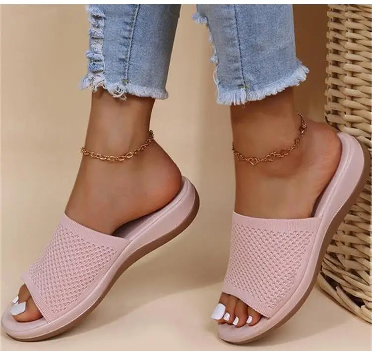 Sandalias Slide Comfort de Malla Tejida para Mujer