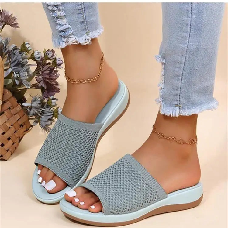 Sandalias Slide Comfort de Malla Tejida para Mujer