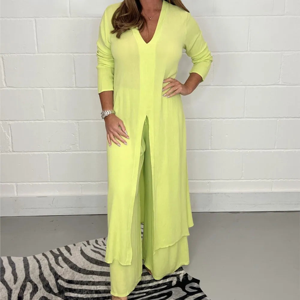 Conjunto "Cobalt Flow": Túnica Maxi y Pantalón Palazzo