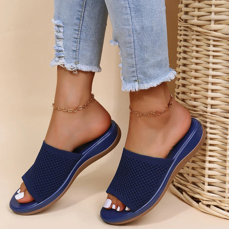 Sandalias Slide Comfort de Malla Tejida para Mujer