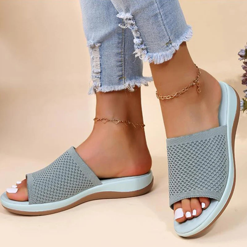 Sandalias Slide Comfort de Malla Tejida para Mujer