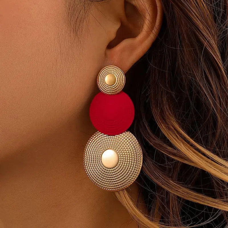 Pendientes Colgantes de Discos Esculturales