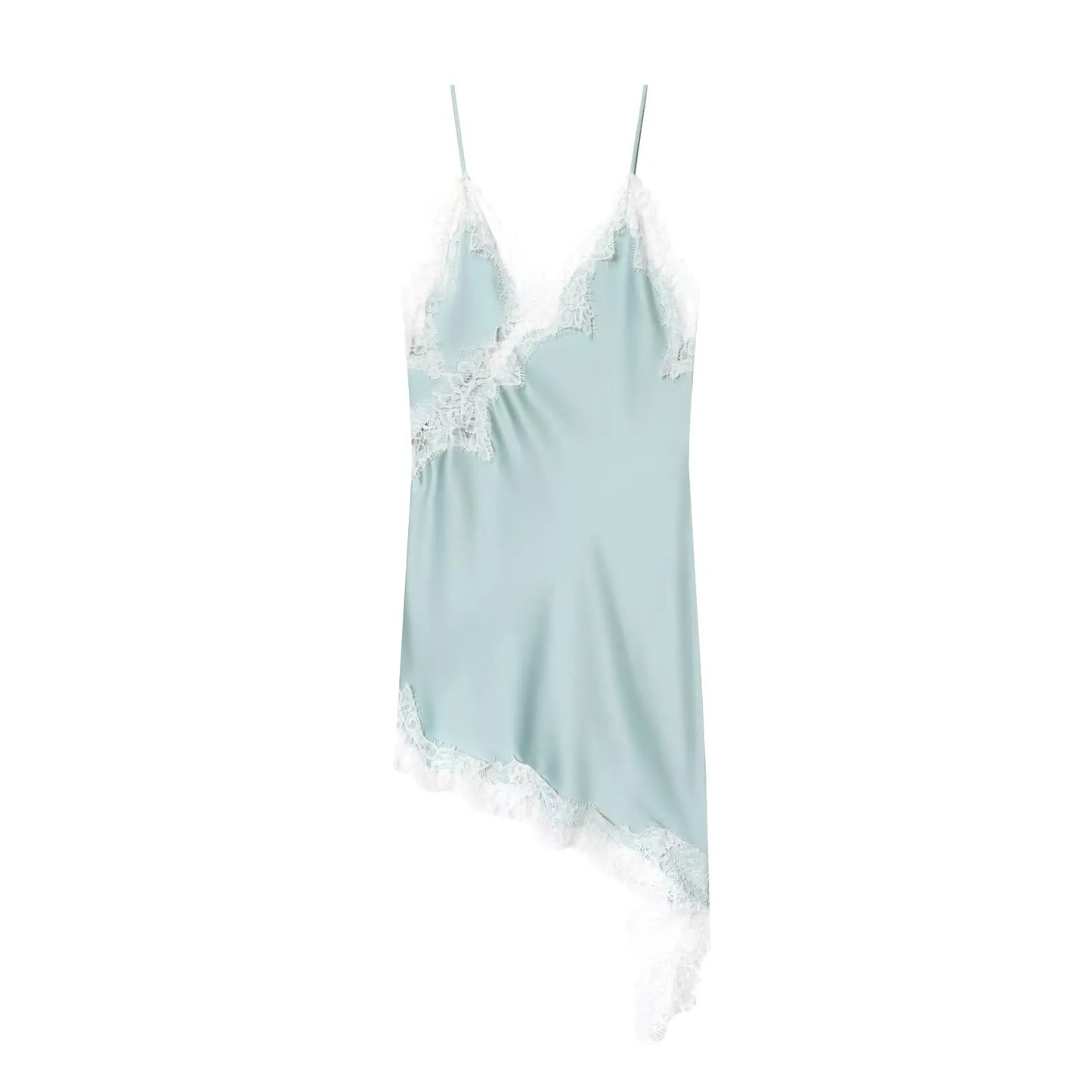 Alba - Vestido "Coco Lace": Vestido Lencero de Gasa Marrón con Encaje Asimétrico