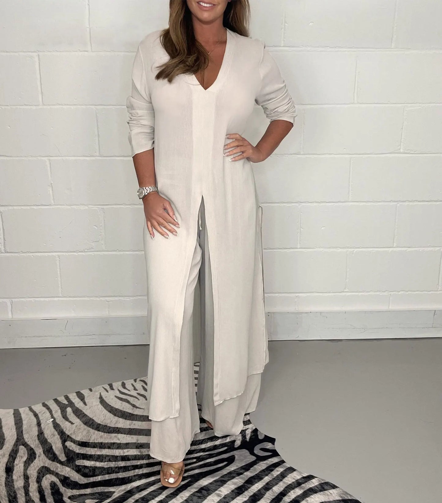 Conjunto "Cobalt Flow": Túnica Maxi y Pantalón Palazzo