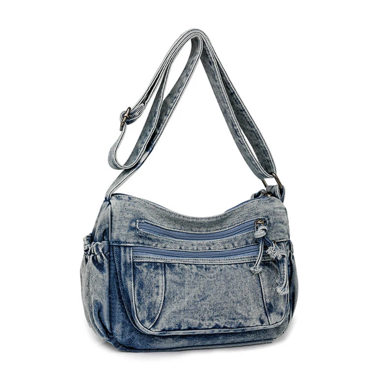 Bolso Bandolera "Vintage Denim": Estilo Urbano y Multi-Compartimento