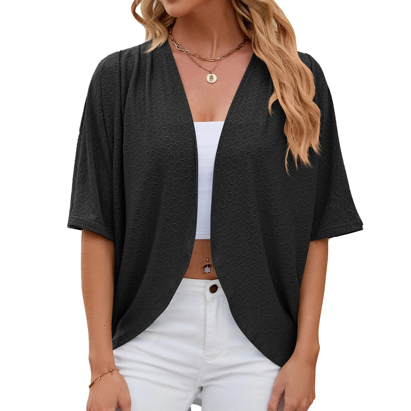 Blusa Ligera "Navy Breeze": Textura y Caída Fluida