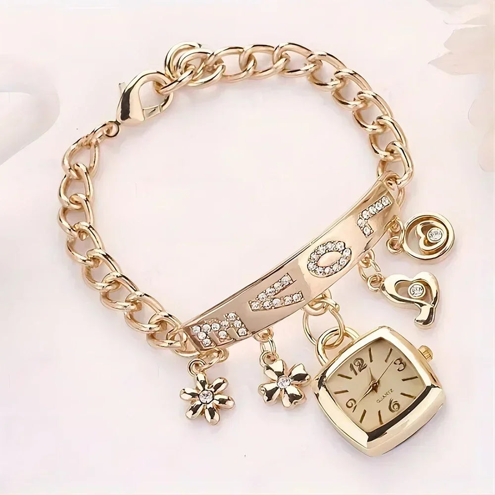 Reloj-Brazalete "Love Charms": Elegancia Juvenil con Dijes