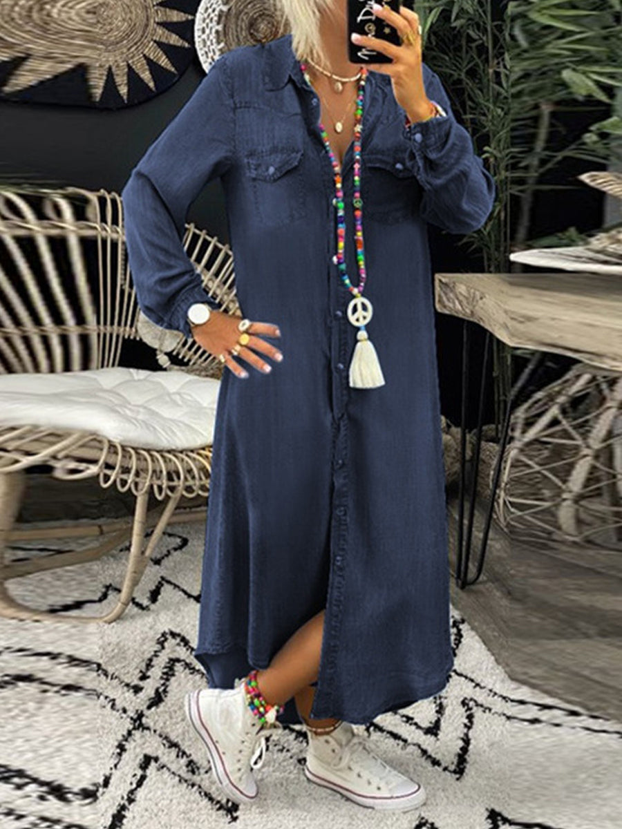 Lola | Vestido camisero vaquero largo casual elegante