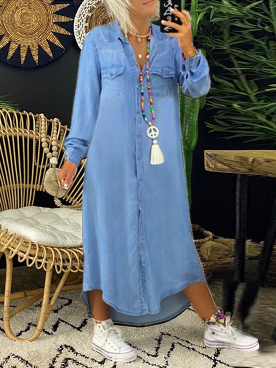 Lola | Vestido camisero vaquero largo casual elegante