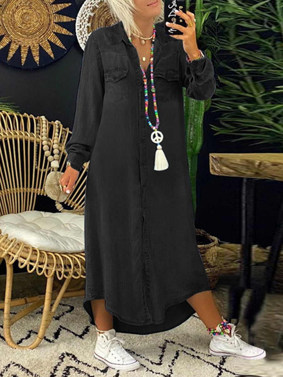 Lola | Vestido camisero vaquero largo casual elegante