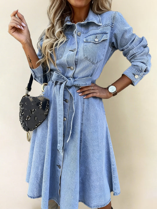 Cristina | Vestido vaquero de manga larga