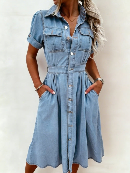 Diana | Vestido vaquero de manga corta