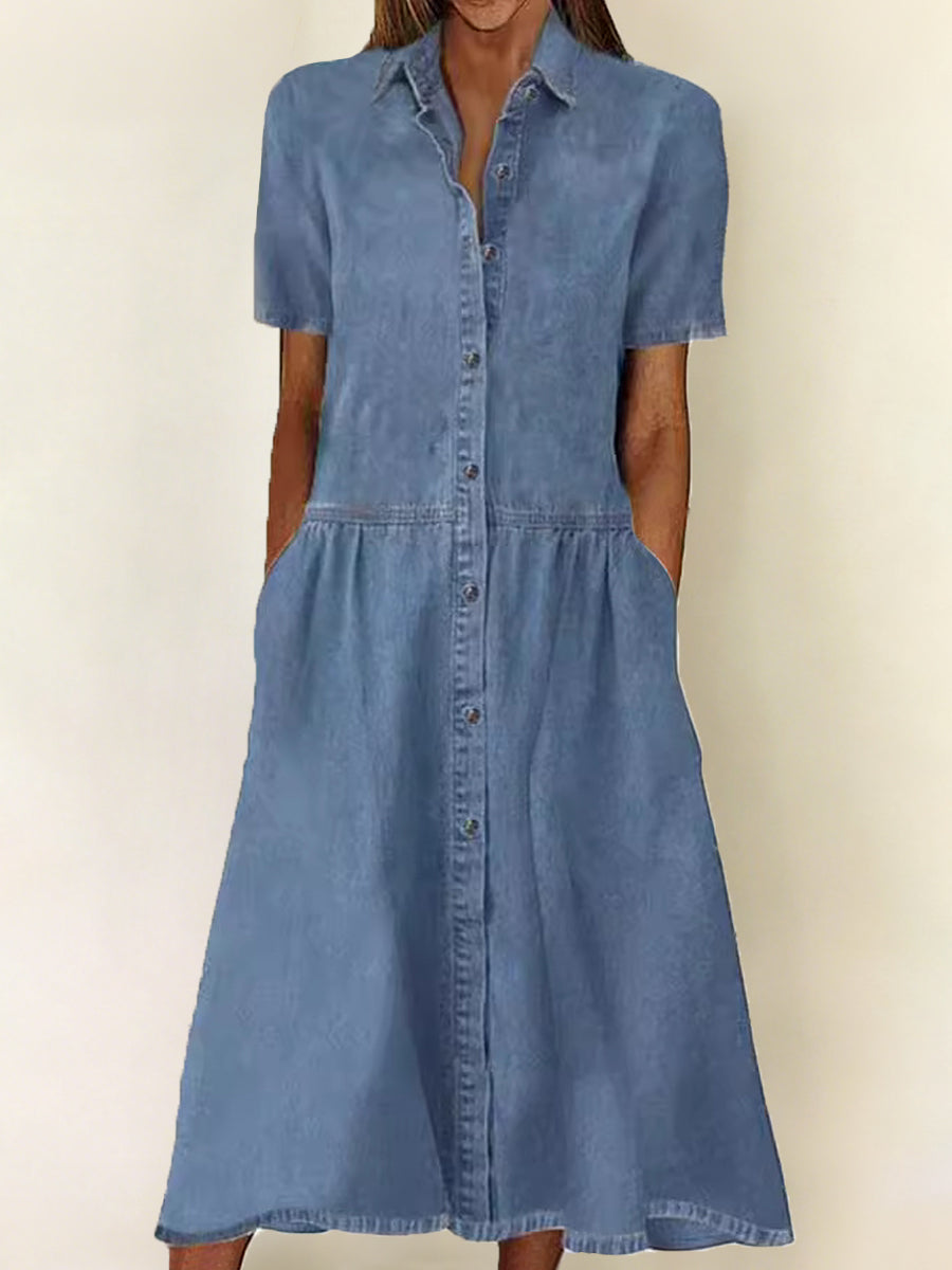 Marina | Vestido vaquero de manga corta