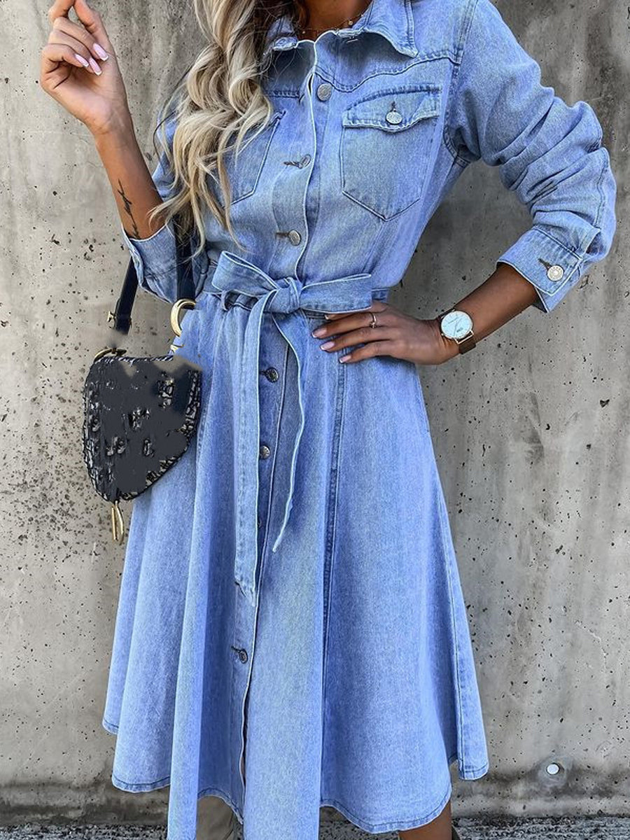 Cristina | Vestido vaquero de manga larga