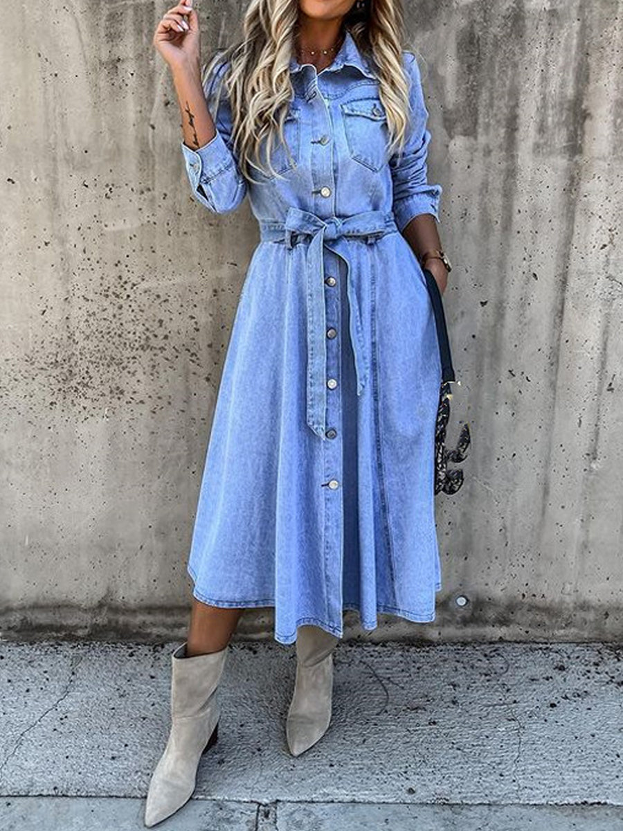 Cristina | Vestido vaquero de manga larga