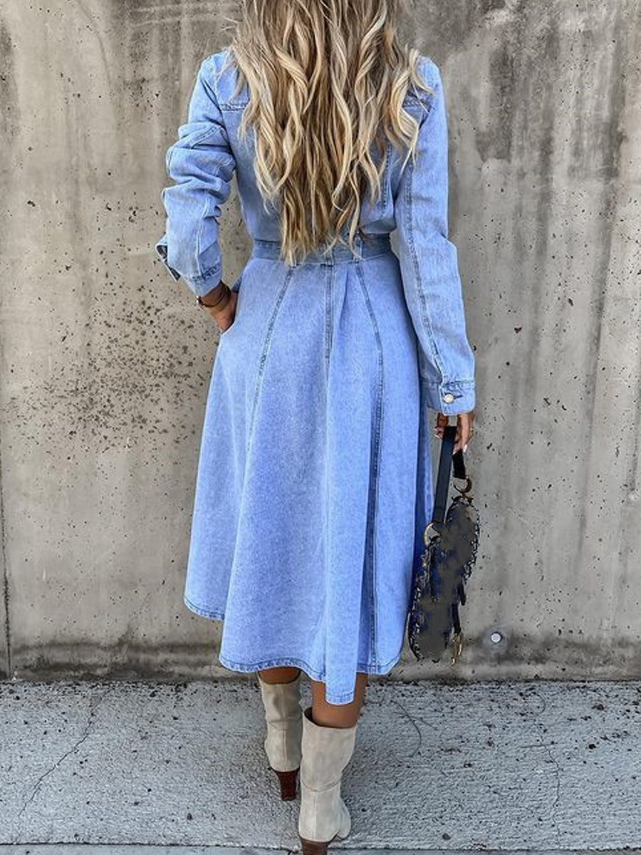 Cristina | Vestido vaquero de manga larga