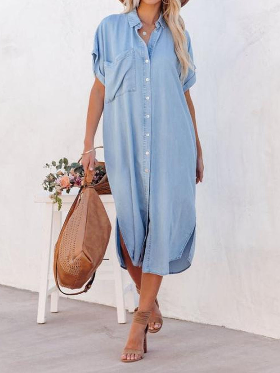 Paula | Vestido camisero estilo vaquero ligero