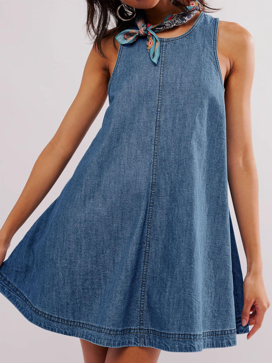 Katerina | Vestido vaquero mini sin mangas y sin espalda